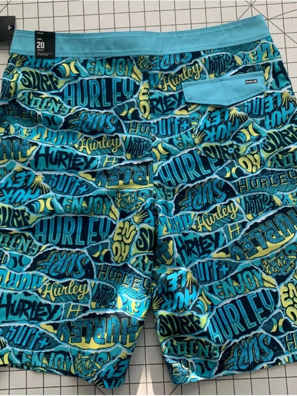 NEW SIZE 20 Boys Ripped Sticker Boardshort in Blue Gaze MSRP $38 - Picture 5 of 8